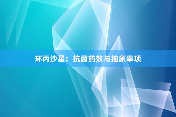 环丙沙星：抗菌药效与抽象事项